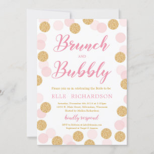 Invitación Moda purpurina de oro rosa polka brunch punto y bu