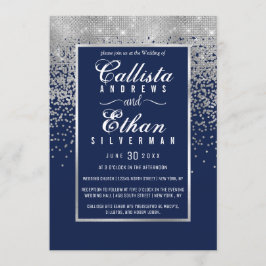 Invitación Moda Purpurina de plata azul Confetti Boda