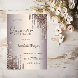 Invitación Moda Purpurina Drips Quinceañera