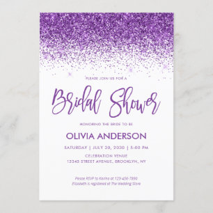 Invitación Moda Purpurina púrpura chispa confetti ducha novia