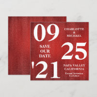Moda Purpurina Rojo Sparkle Modern Save The Date