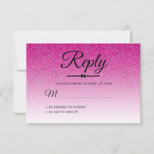 Invitación Moda Purpurina rosa caliente Ombre Sweet 16 RSVP