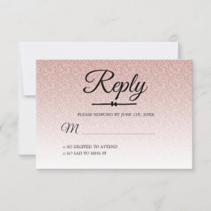 Invitación Moda Purpurina rosa Ombre Sweet 16 RSVP