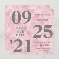 Moda Purpurina Rosa Sparkle Modern Save The Date