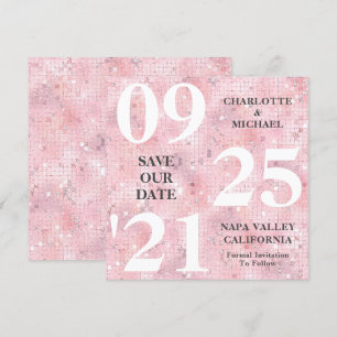 Invitación Moda Purpurina Rosa Sparkle Modern Save The Date