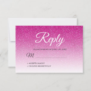 Invitación Moda Purpurina rosado caliente Ombre RSVP