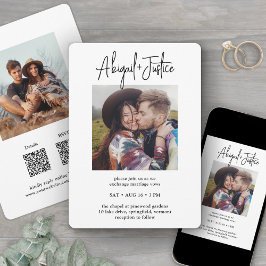 Invitación Moda QR RSVP Boda fotográfico Minimalista todo en 