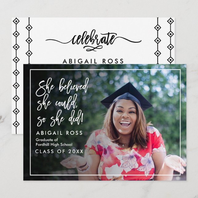Invitación Moda que creía en la graduación de la cita del gui (Anverso / Reverso)