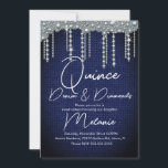 Invitación Moda Quince Denim Diamonds Gem Pearls<br><div class="desc">Invitaciones de Quince con falsas gemas y patrones de denim</div>