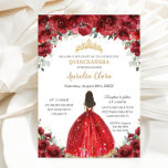 Invitación Moda Quinceañera Rosas Red Floral Princesa Tiara<br><div class="desc">Personalice esta encantadora invitación de quinceañera con su propia redacción fácil y rápidamente,  simplemente pulse el botón personalizar it para reorganizar y formatear el estilo y la ubicación del texto. ¡Artículos coincidentes disponibles en la tienda! c) El estudio Happy Cat Studio</div>