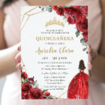 Invitación Moda Quinceañera Roses Rojos Flores Princesa Flora<br><div class="desc">Personalice esta encantadora invitación de quinceañera con su propia redacción fácil y rápidamente,  simplemente pulse el botón personalizar it para reorganizar y formatear el estilo y la ubicación del texto. ¡Artículos coincidentes disponibles en la tienda! c) El estudio Happy Cat Studio</div>
