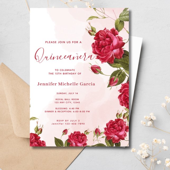 Invitación Moda Quinceañera Roses Roses Floral Princess (Subido por el creador)