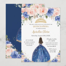 Moda Quinceañera Royal Blue Rubor Floral Princess