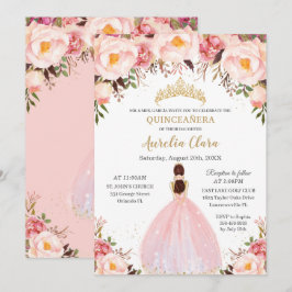 Invitación Moda Quinceañera Soft Rubor Floral Princesa