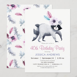 Invitación Moda Raccoon Birthday Party