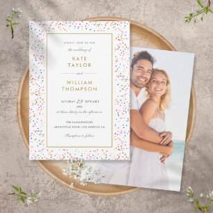 Invitación Moda Rainbow Confetti Photo Boda