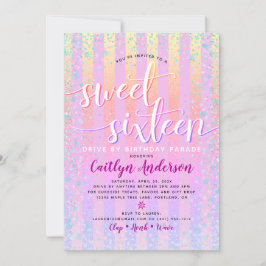 Invitación Moda Rainbow Ombre De Dieciséis Años