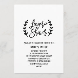 Invitación Moda Ramas de Olivo Blanco Negro Ducha de lencería