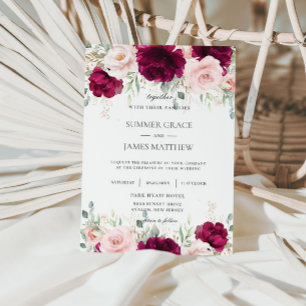 Invitación Moda Raspberry Rosa Rubor Boda Floral Rosa