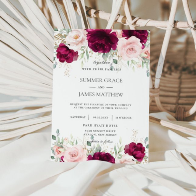 Invitación Moda Raspberry Rosa Rubor Boda Floral Rosa (Subido por el creador)