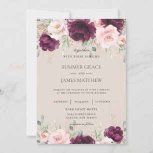 Invitación Moda Raspberry Rubor Boda Floral Rosa