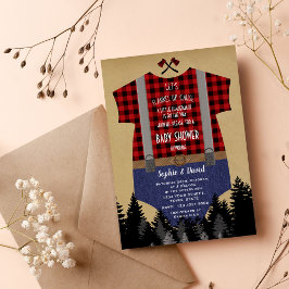 Invitación Moda Red Buffalo Bebé Suit Lumberjack Baby Shower