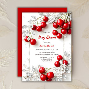 Invitación Moda Red Cherry Chica Baby Shower