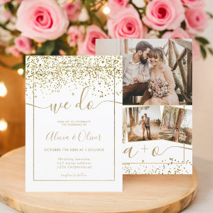 Invitación Moda Relieve metalizado de oro blanco foto inicial