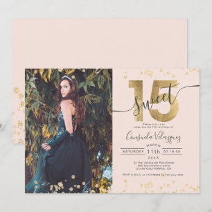 Invitación Moda Relieve metalizado de oro confetti foto rubor