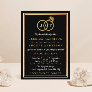Invitación Moda Relieve metalizado dorado falso Monograma Bod