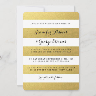 INVITACIÓN MODA RELIEVE METALIZADO DORADO FAUX CADENA INVITAC