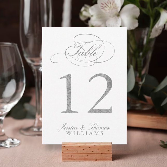 Invitación Moda Relieve metalizado plateado falso Boda Número (Subido por el creador)