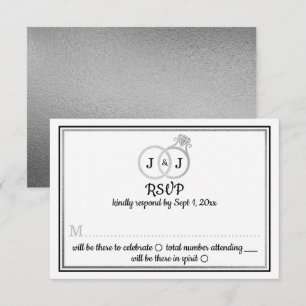 Invitación Moda Relieve metalizado plateado falso Monograma B