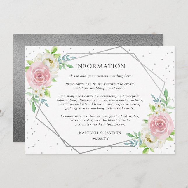 Invitación Moda Relieve metalizado plateado geométrico Boda f (Anverso / Reverso)