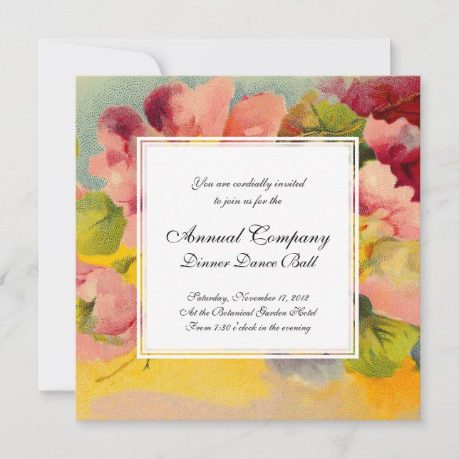 Invitación Moda Retro Elegante Primoras Florales Vintage Rosa (Anverso)