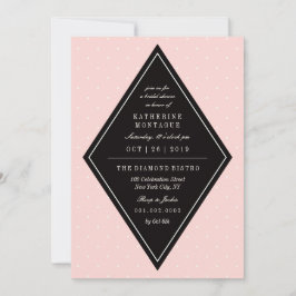 Invitación Moda retro Polka Dots Diamond Bridal Shower Invite