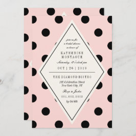 Invitación Moda retro Polka Dots Diamond Bridal Shower Invite