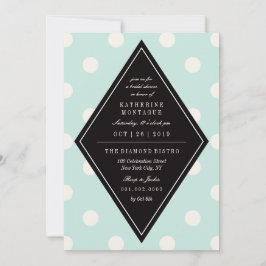 Invitación Moda retro Polka Dots Diamond Bridal Shower Invite