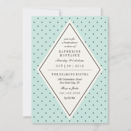 Invitación Moda retro Polka Dots Diamond Bridal Shower Invite