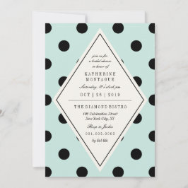 Invitación Moda retro Polka Dots Diamond Bridal Shower Invite