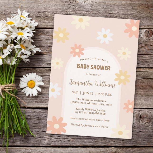 Invitación Moda retro simple Daisy Chica Baby Shower (Subido por el creador)