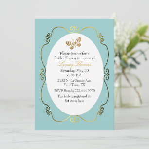 Invitación Moda Robin's Egg Blue & Gold Personalizado Bridal