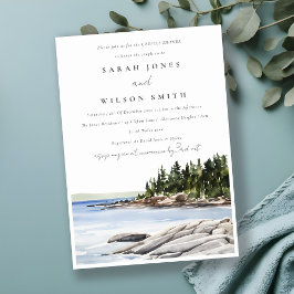 Invitación Moda Rocky Pine Mountain Seascape Couples Shower