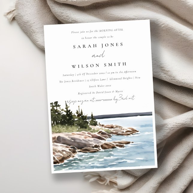 Invitación Moda Rocky Pine Mountain Seascape mañana después (Subido por el creador)