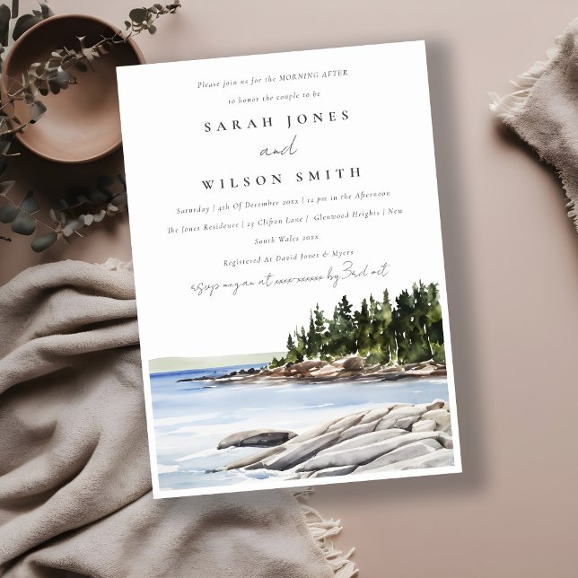 Invitación Moda Rocky Pine Mountain Seascape mañana después (Subido por el creador)