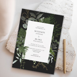 Invitación Moda romántica Boda forestal de la vegetación negr