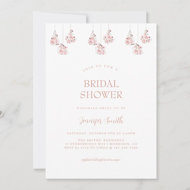 Invitación Moda Romántica Floral Bridal Shower (Anverso)