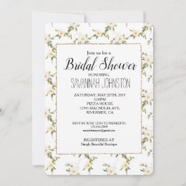 Invitación Moda romántica Flores blancas ducha de novia