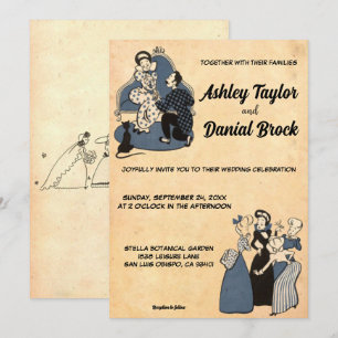Invitación Moda romántica retro vintage  romántica Boda de 50