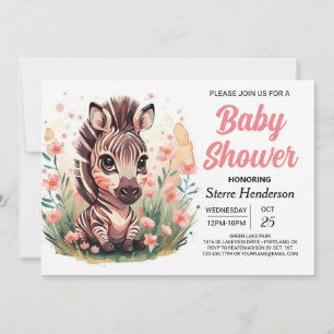 Invitación Moda Rosa Boho Zebra Baby Shower